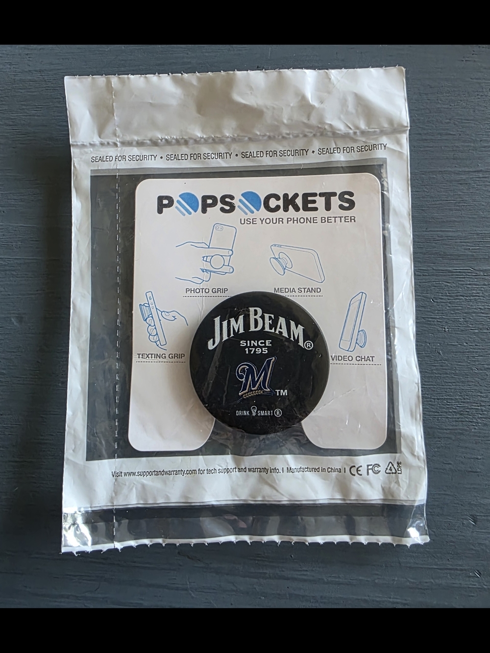 Jim Beam Milwaukee Brewers PopSocket Phone Grip NEW Sealed Promo